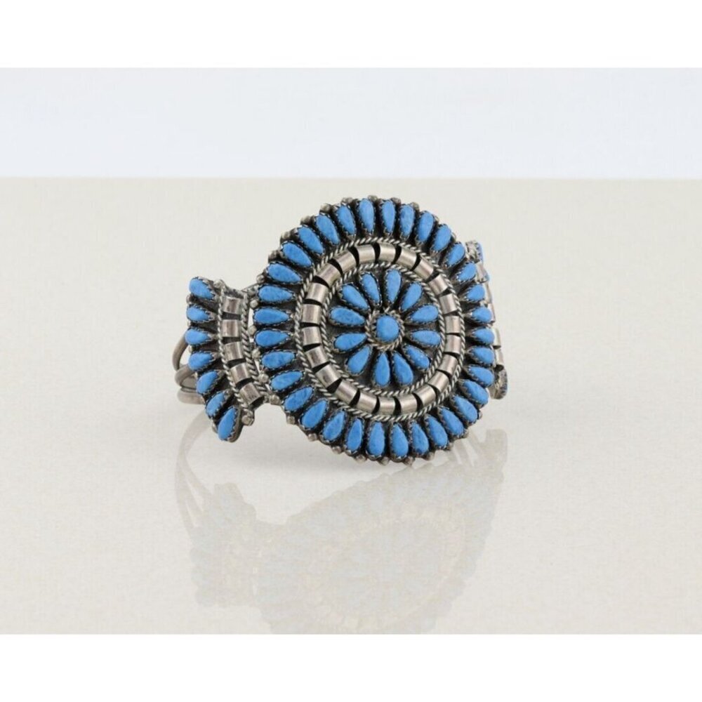 Sterling Silver Lapis Lazuli Cuff Bracelet M B Sterling 6 1/2" adjustable - Picture 3 of 9